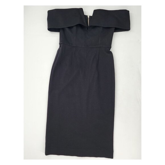 NICHOLAS Ponti Shoulder Band V Dress In Black Backless Sheath - Picture 4 of 8